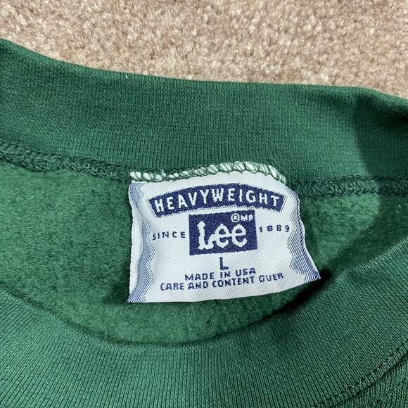 VTG Lee Heavyweight USA Crewneck Green Snowman Sweatshirt L 50/50 - Picture 5 of 9